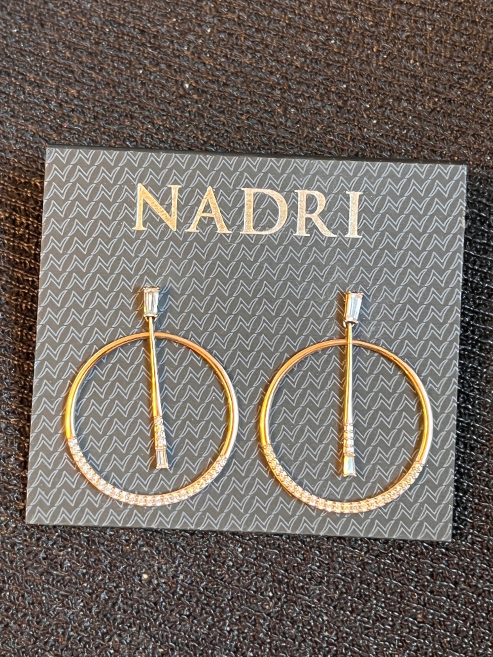 Nadri Brand Rose Gold Tone Dangle Earrings, never worn - Picture 3 of 5